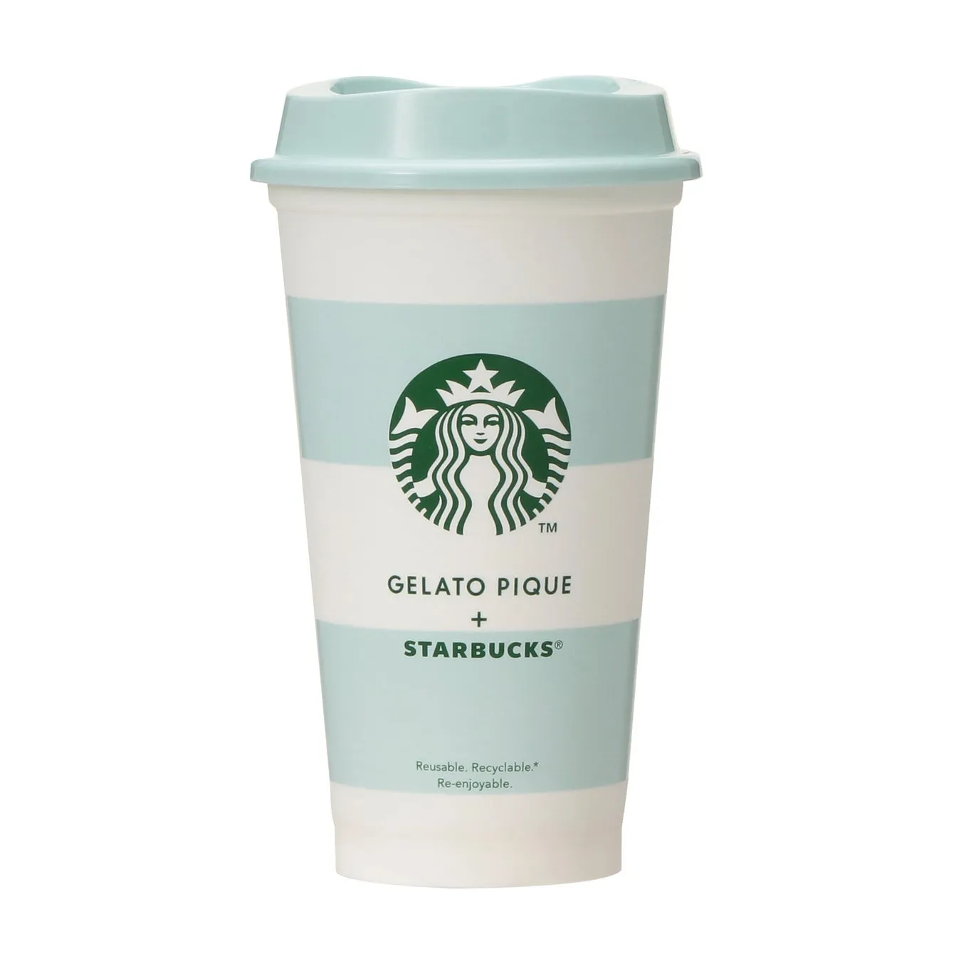 gelato pique ボーダーリユーザブルカップ ミントグリーン 473ml