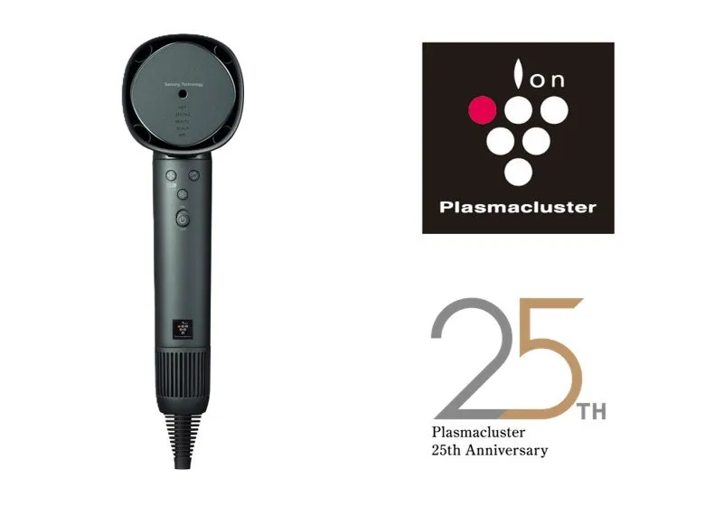 プラズマクラスター25周年ロゴとヘアドライヤー